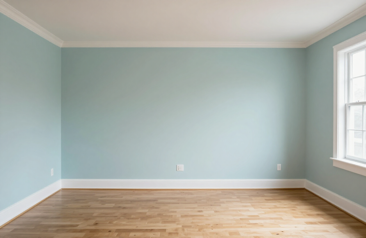 Single-family home living room after painting in Wood-Ridge NJ with fresh coordinated wall color