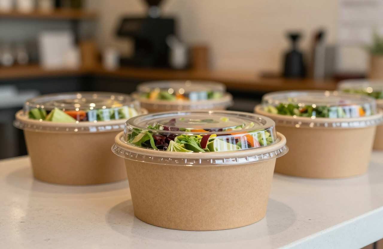 Kraft paper bowl untuk salad dan takeaway
