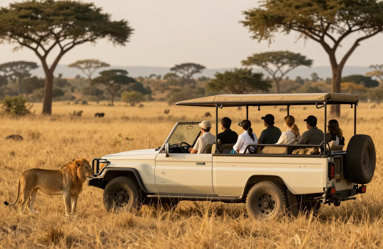 Game drive, golden hour
