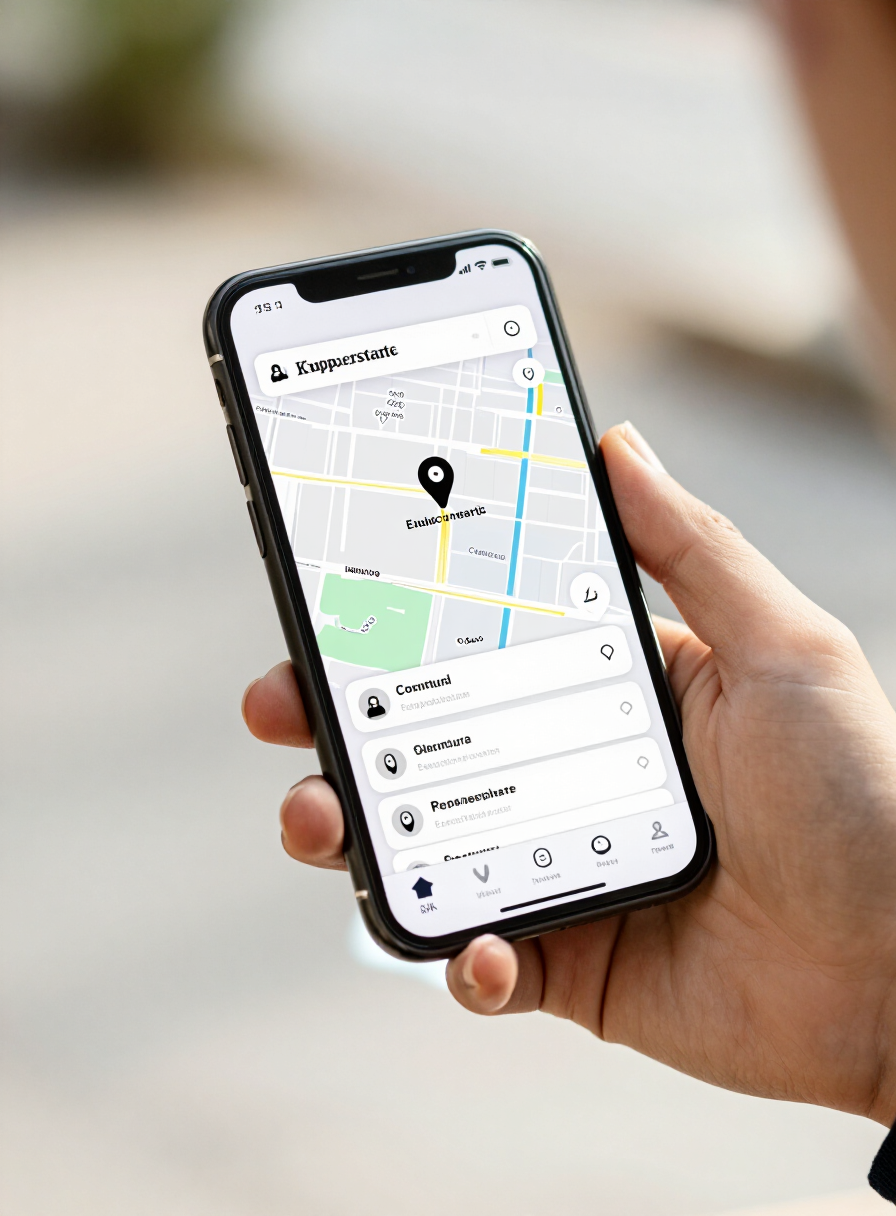 Persona consultando propiedades desde su teléfono con una app inmobiliaria