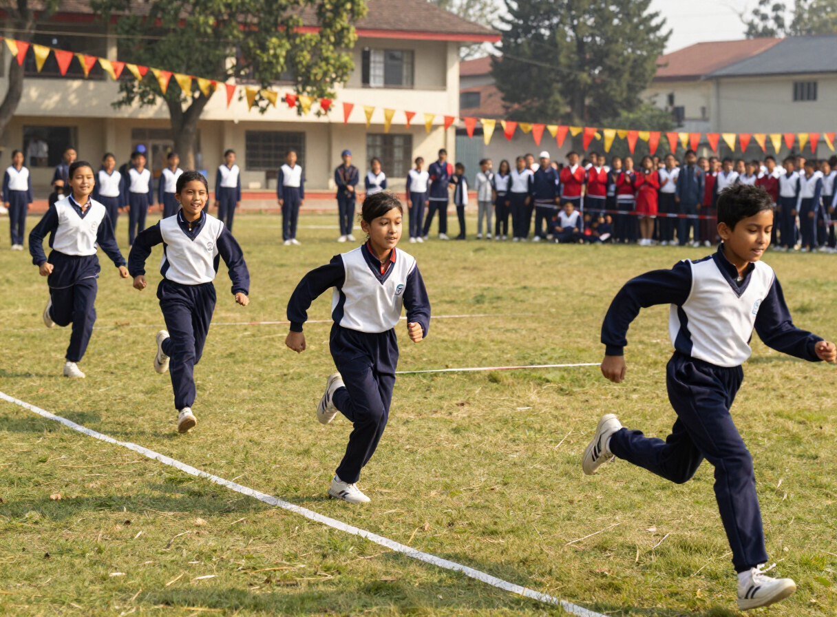 Himali students competing on annual sports day