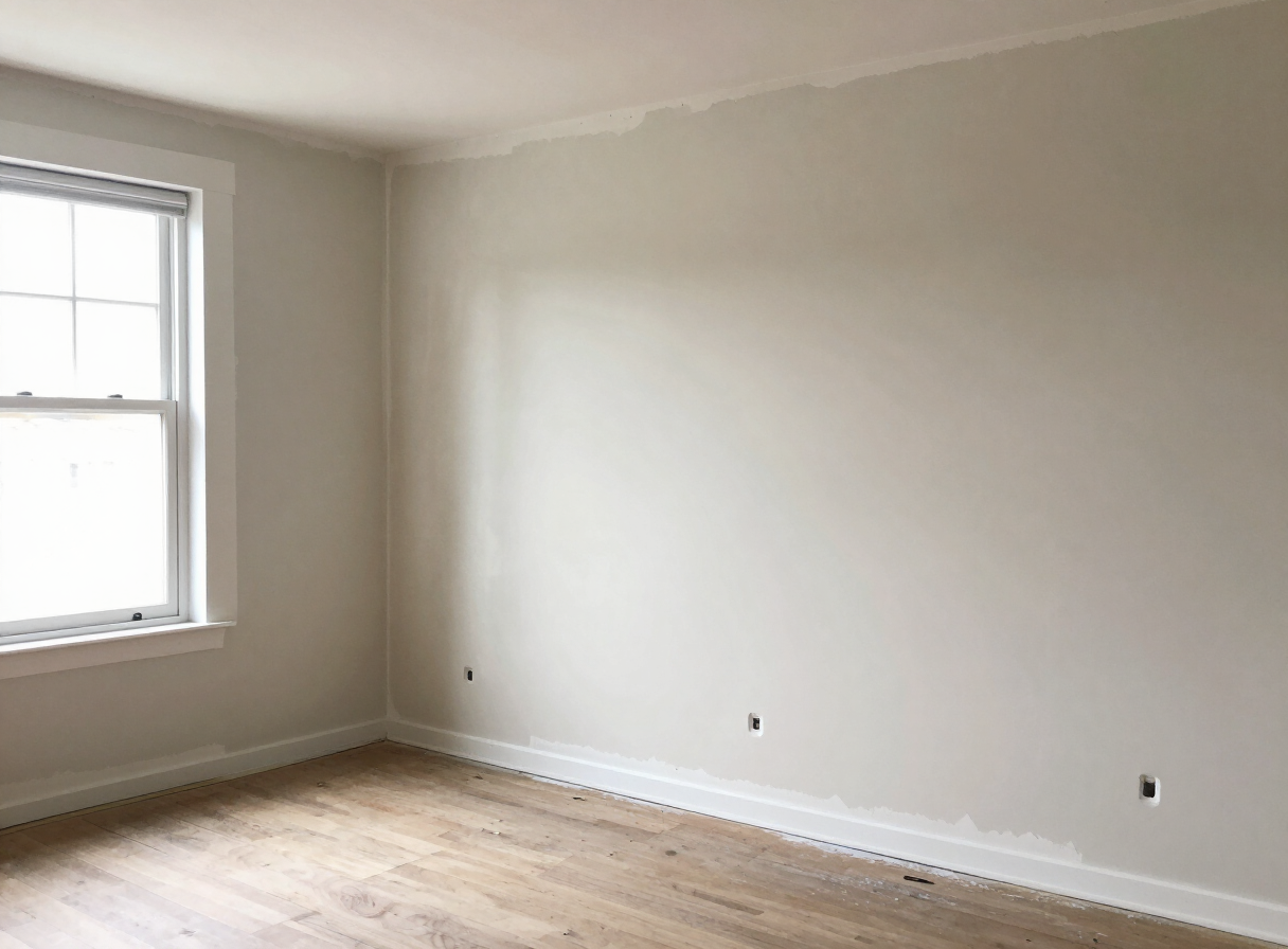 Living room in a West New York NJ apartment before drywall repair and painting