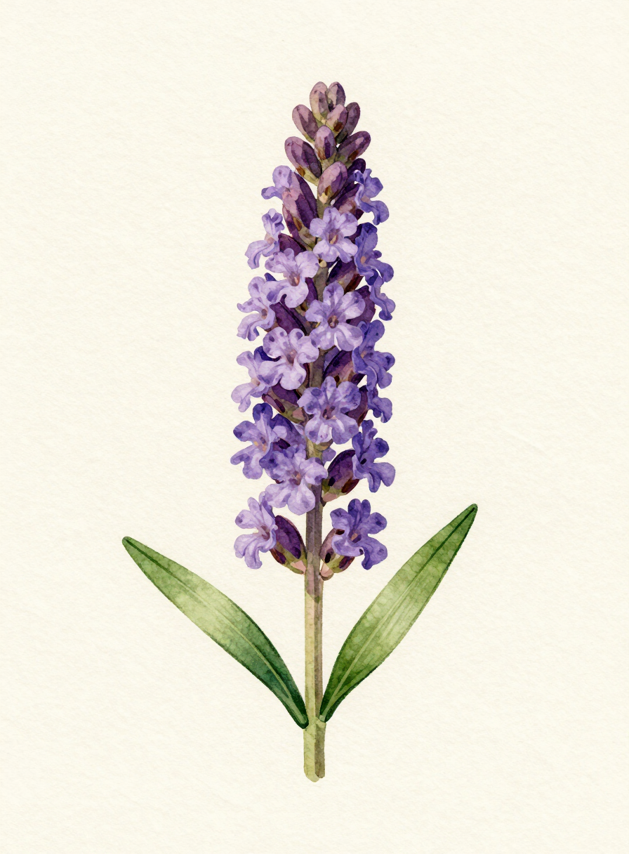 Watercolor painting of a lavender Stock