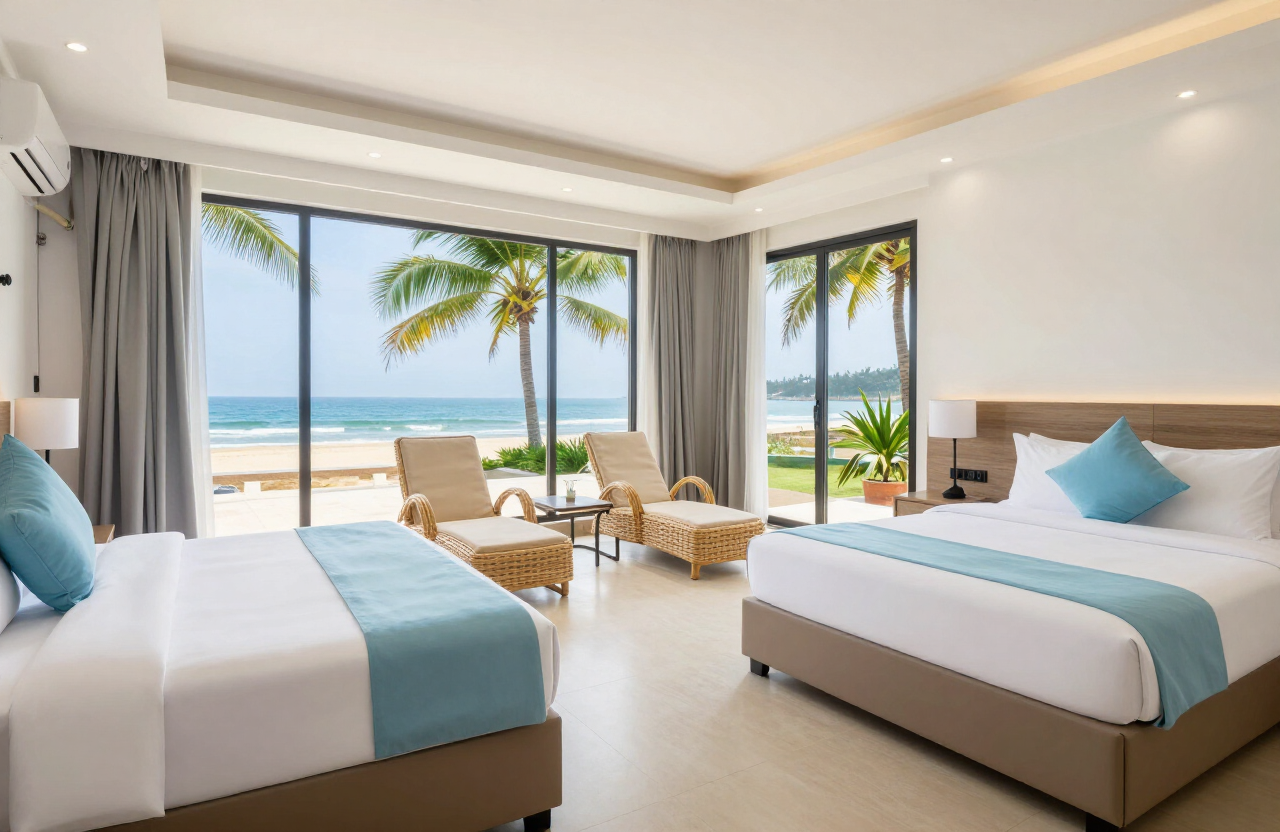 Palm Family Suite with two queen beds and palm views at KERATAM Stay & Dine