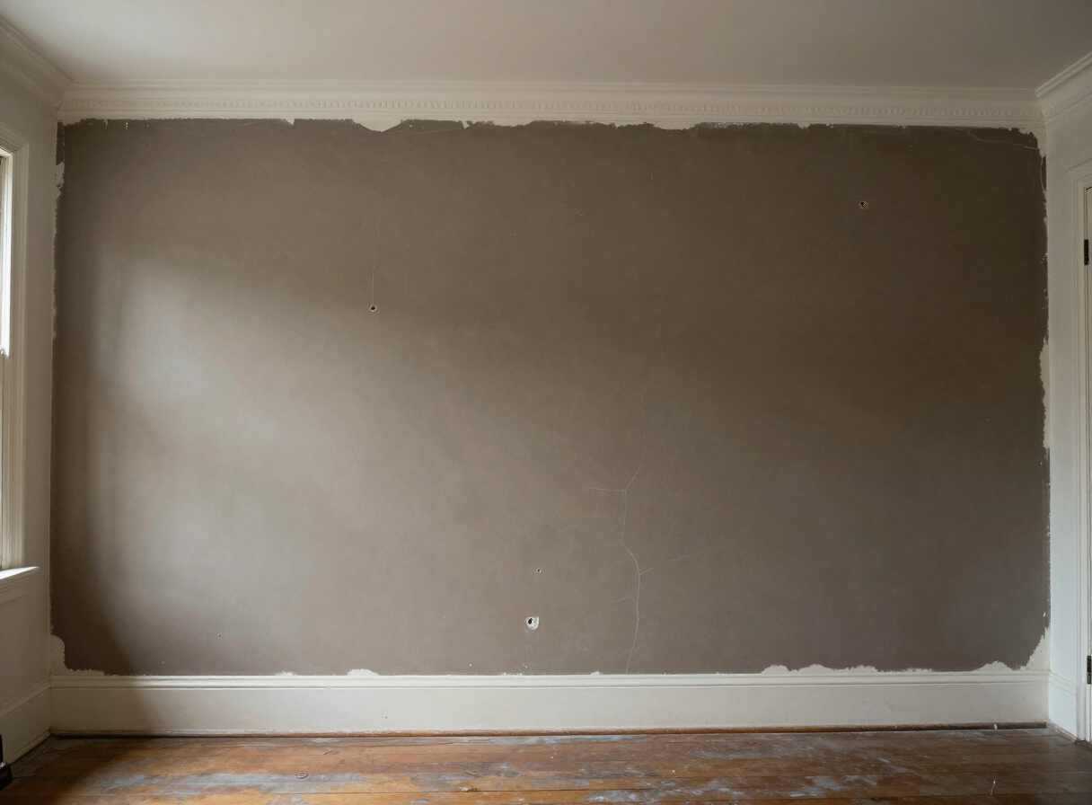 Living room in an older Union City NJ apartment before drywall repair and painting