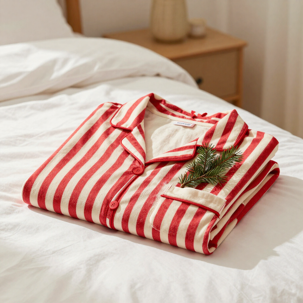 Red & Cream Striped Holiday Pajamas