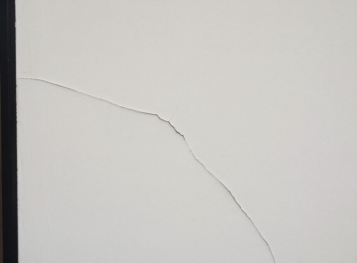 Repaired plaster wall crack in a Hoboken NJ brownstone after skim coating and priming