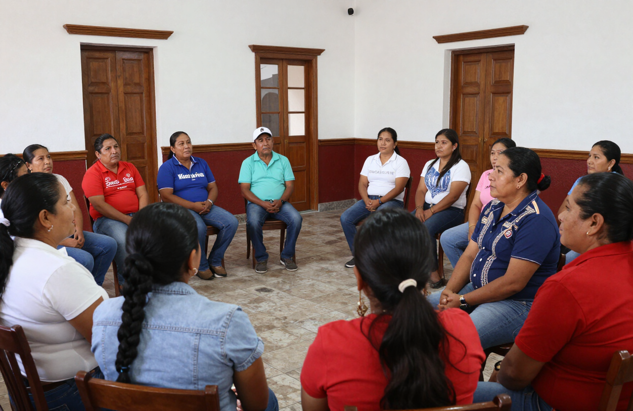 Reunión ciudadana en el salón municipal de Lampazos de Naranjo