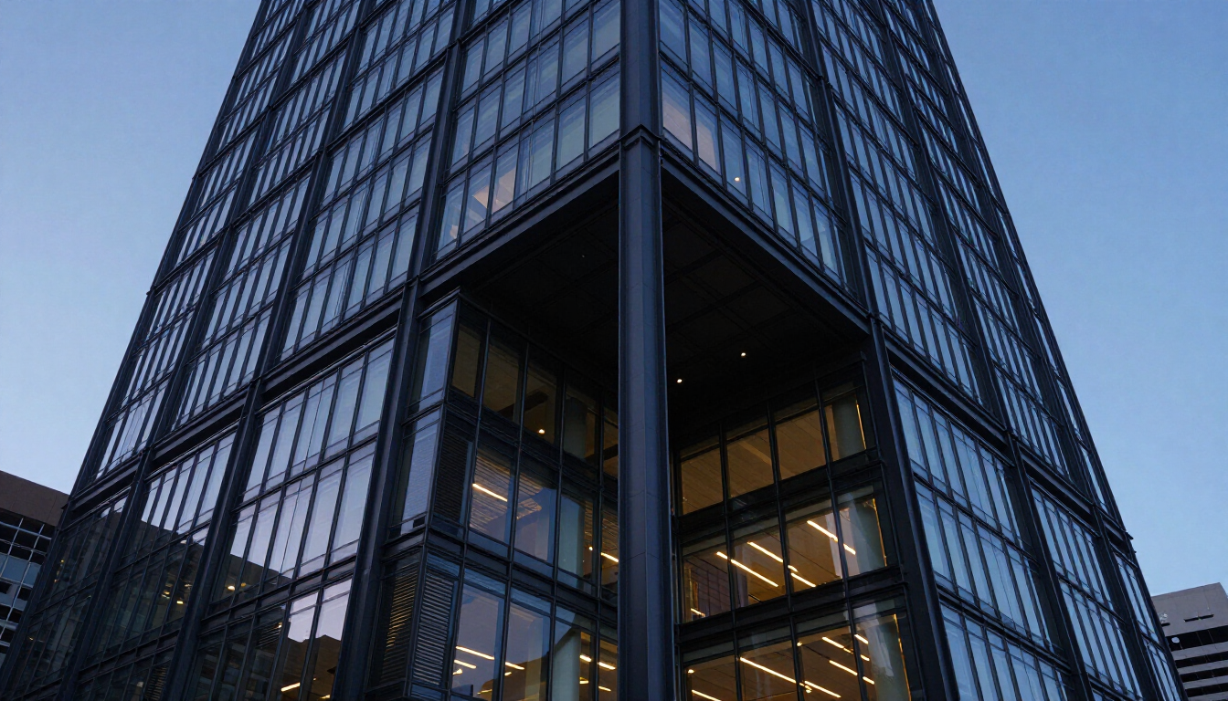 Contemporary glass-and-steel corporate architecture — independent delivery insight for insurance transformation