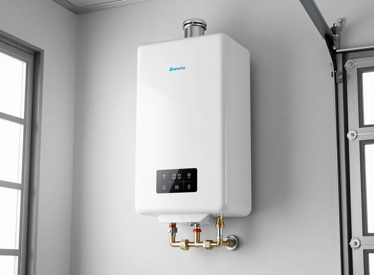 New high-efficiency water heater after installation