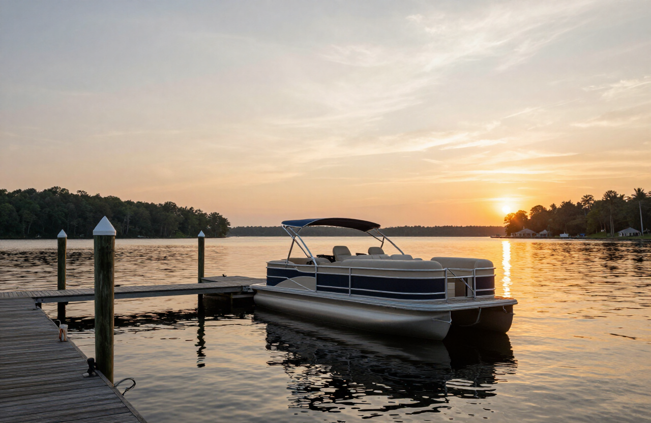 Lake Norman private dock at sunset