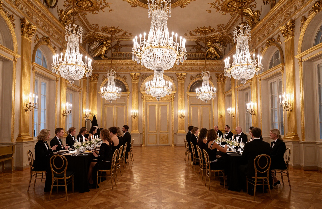 Imperial ballroom gala dinner Vienna Hofburg luxury event