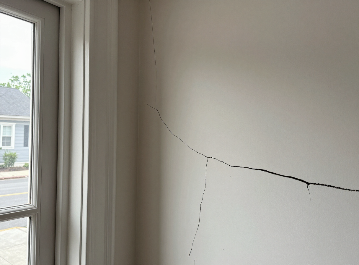 Settling cracks in an older Wood-Ridge, NJ home before repair