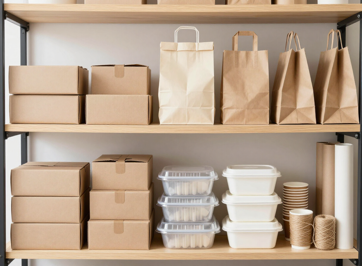 Kraft boxes, paper bags and food containers