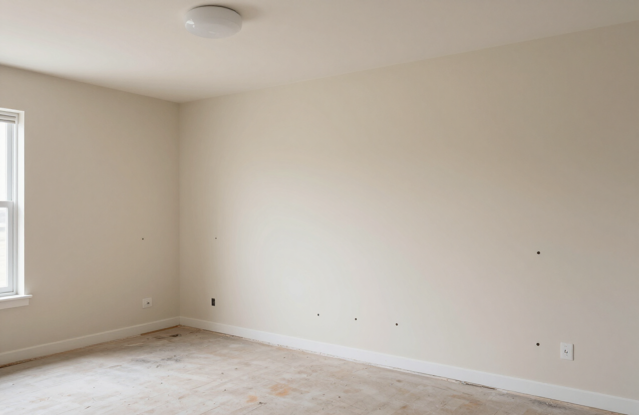 Wesmont Station apartment interior before painting in Wood-Ridge NJ with builder-grade beige walls