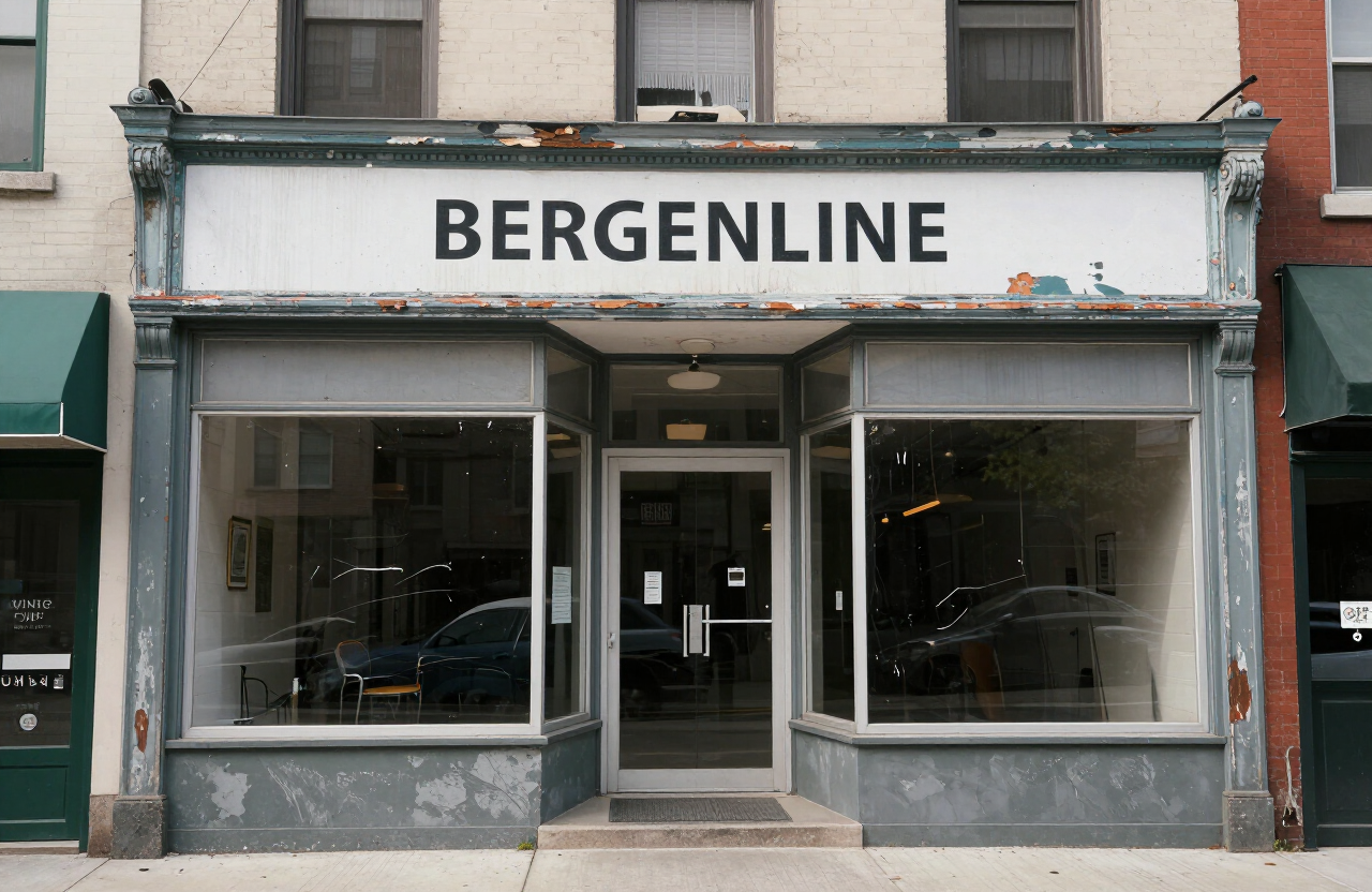 Bergenline Avenue storefront in Union City before painting