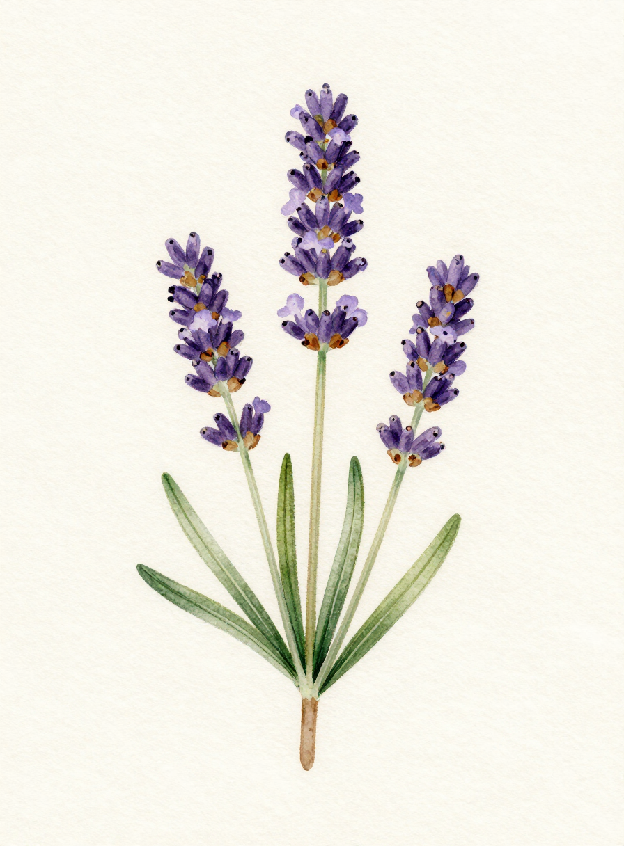 Watercolor painting of a violet Lavender