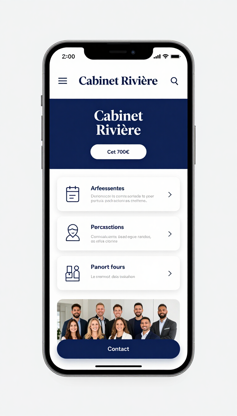 Page d’accueil de l’entreprise sur smartphone