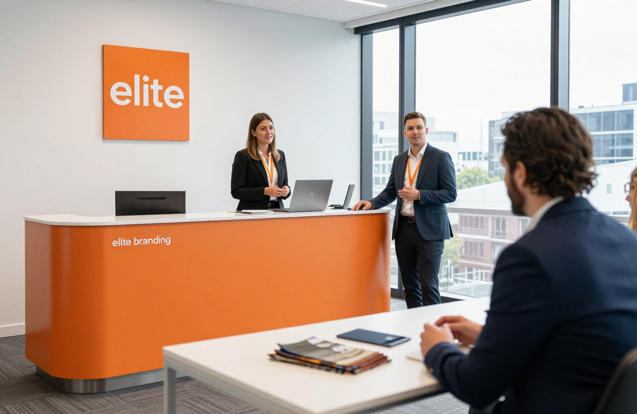 Strata manager reviewing a managed signage plan