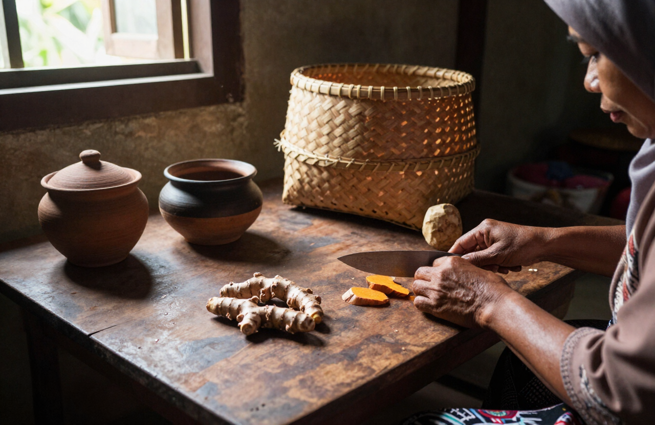 Persiapan jamu tradisional di Blora, Jawa Tengah