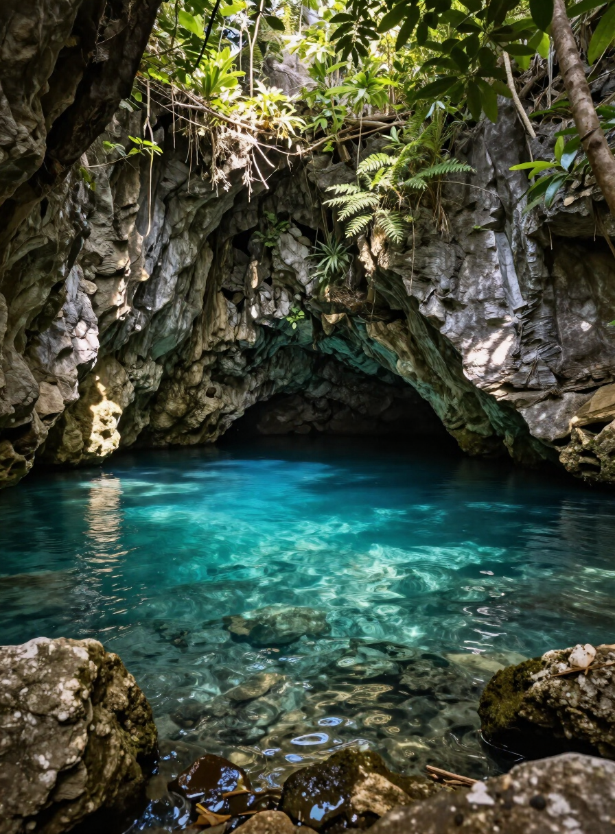Cenote de aguas cristalinas en la Riviera Maya