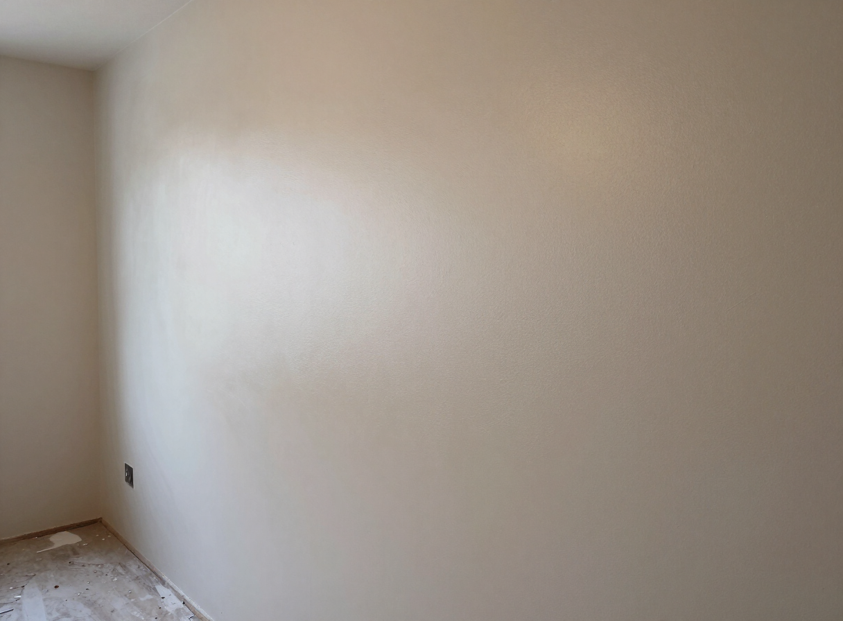 Skim-coated wall after sanding in an older Union City NJ apartment, ready for primer