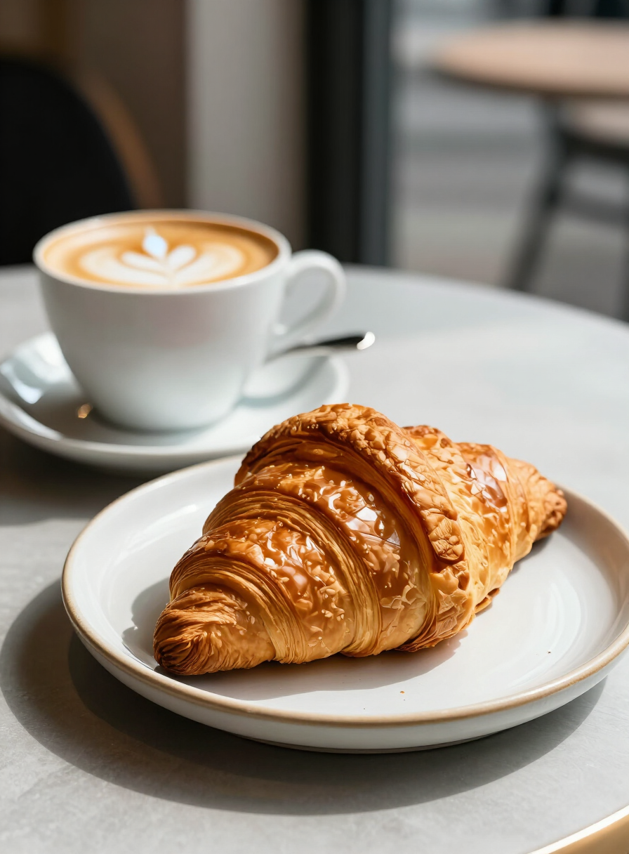 Frische Croissants und Cappuccino