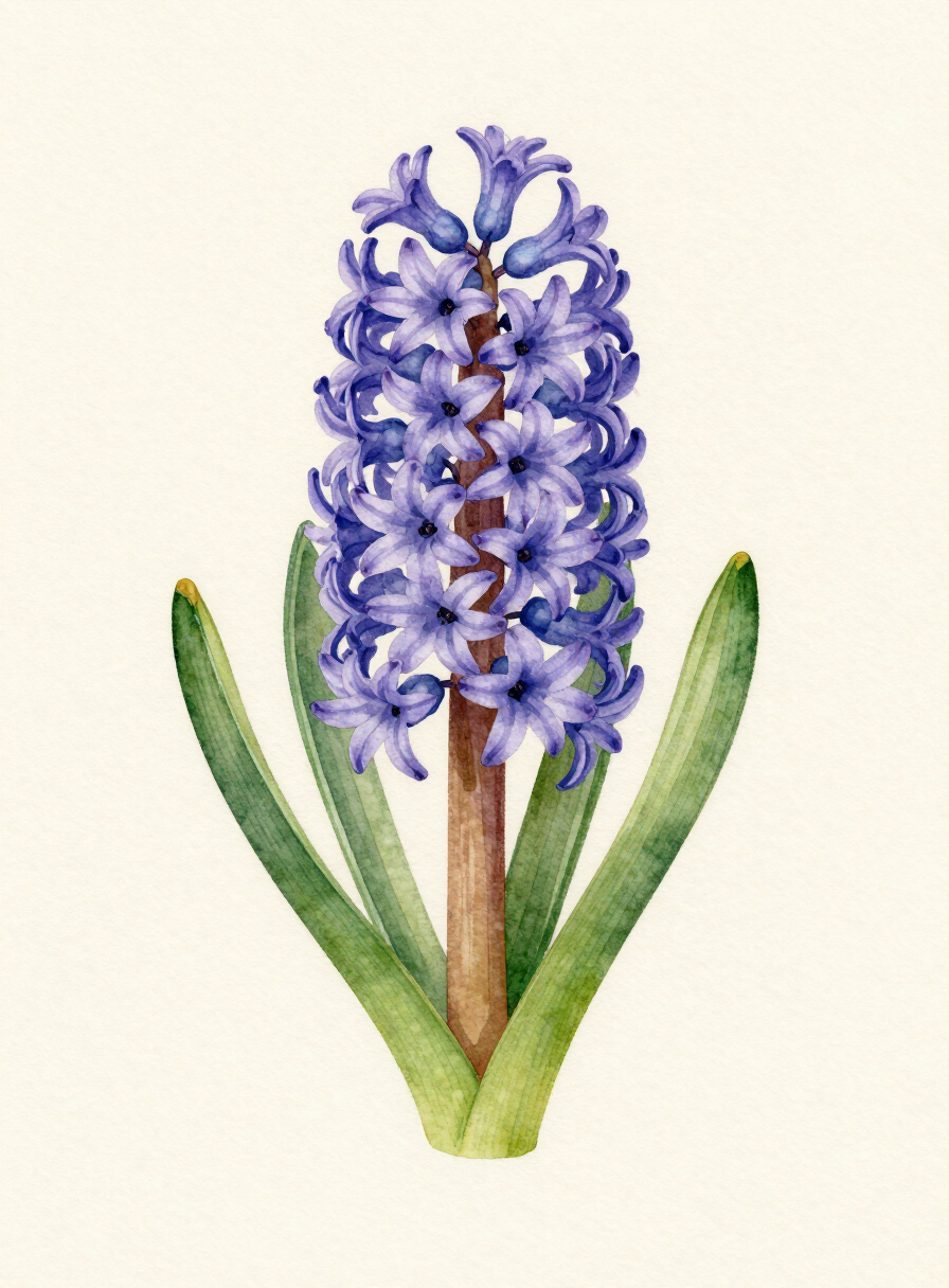Watercolor painting of a purple Hyacinth