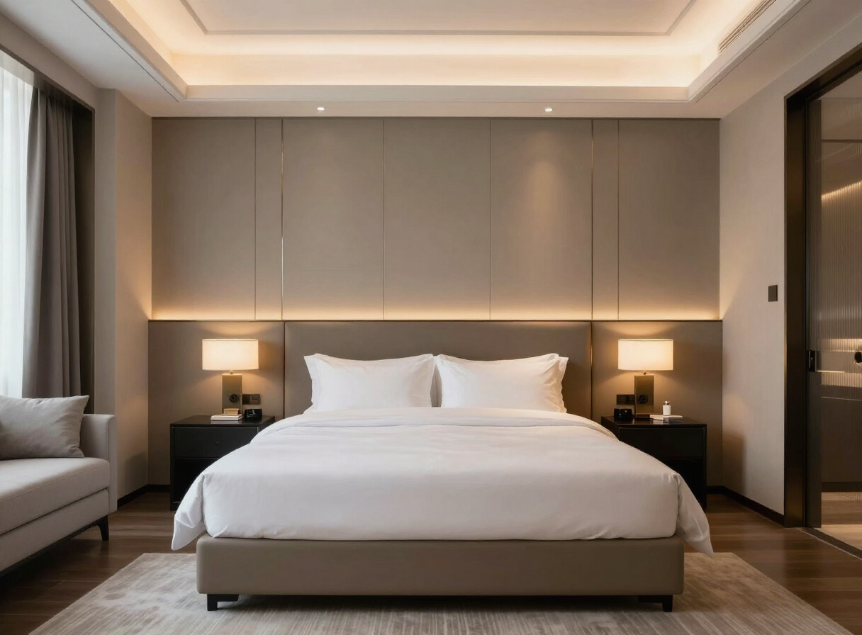 Bedrooms: Hotel headboard wall