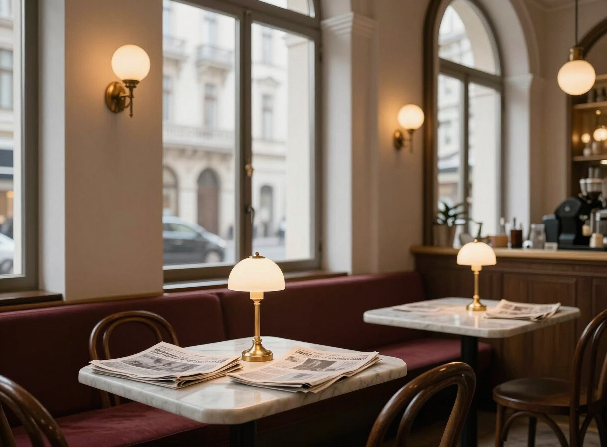Grand Viennese coffee house interior Vienna Austria