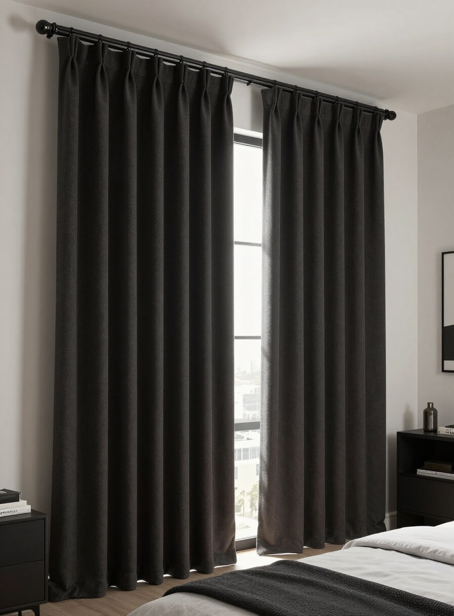 Blackout curtains in a bedroom