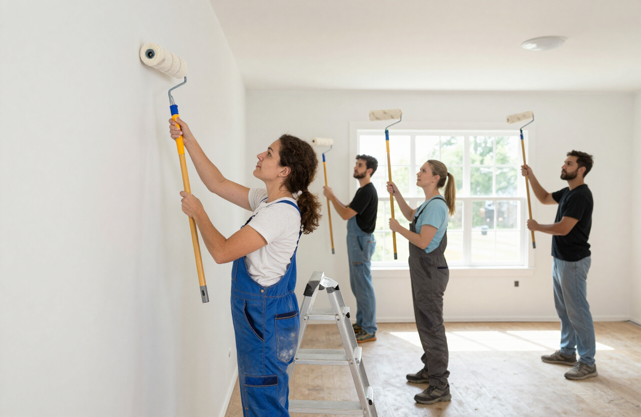 Professional interior painting crew at work in an East Rutherford NJ home