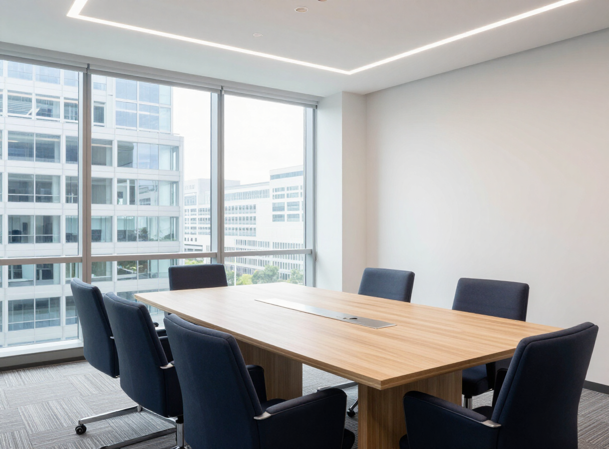 Bright executive meeting room with natural daylight