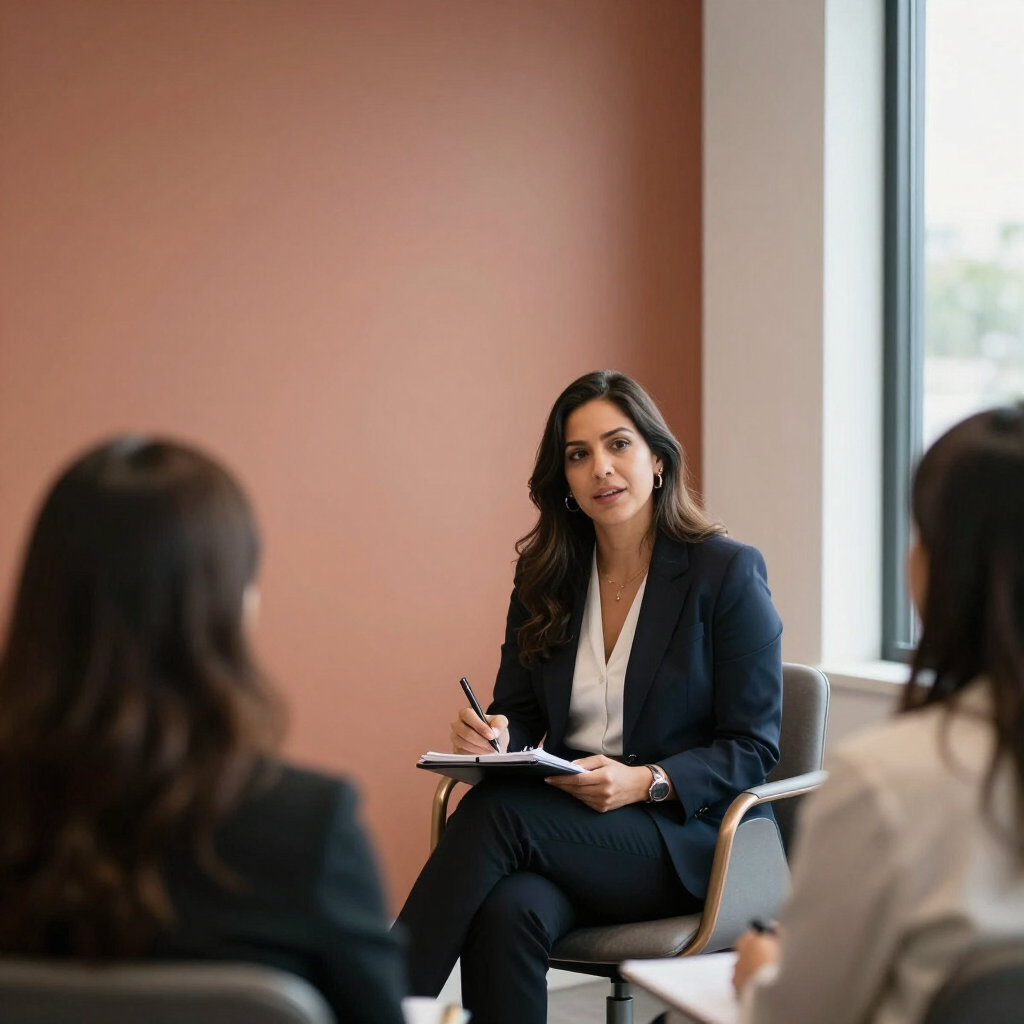 An HR coordinator taking notes during an interview
