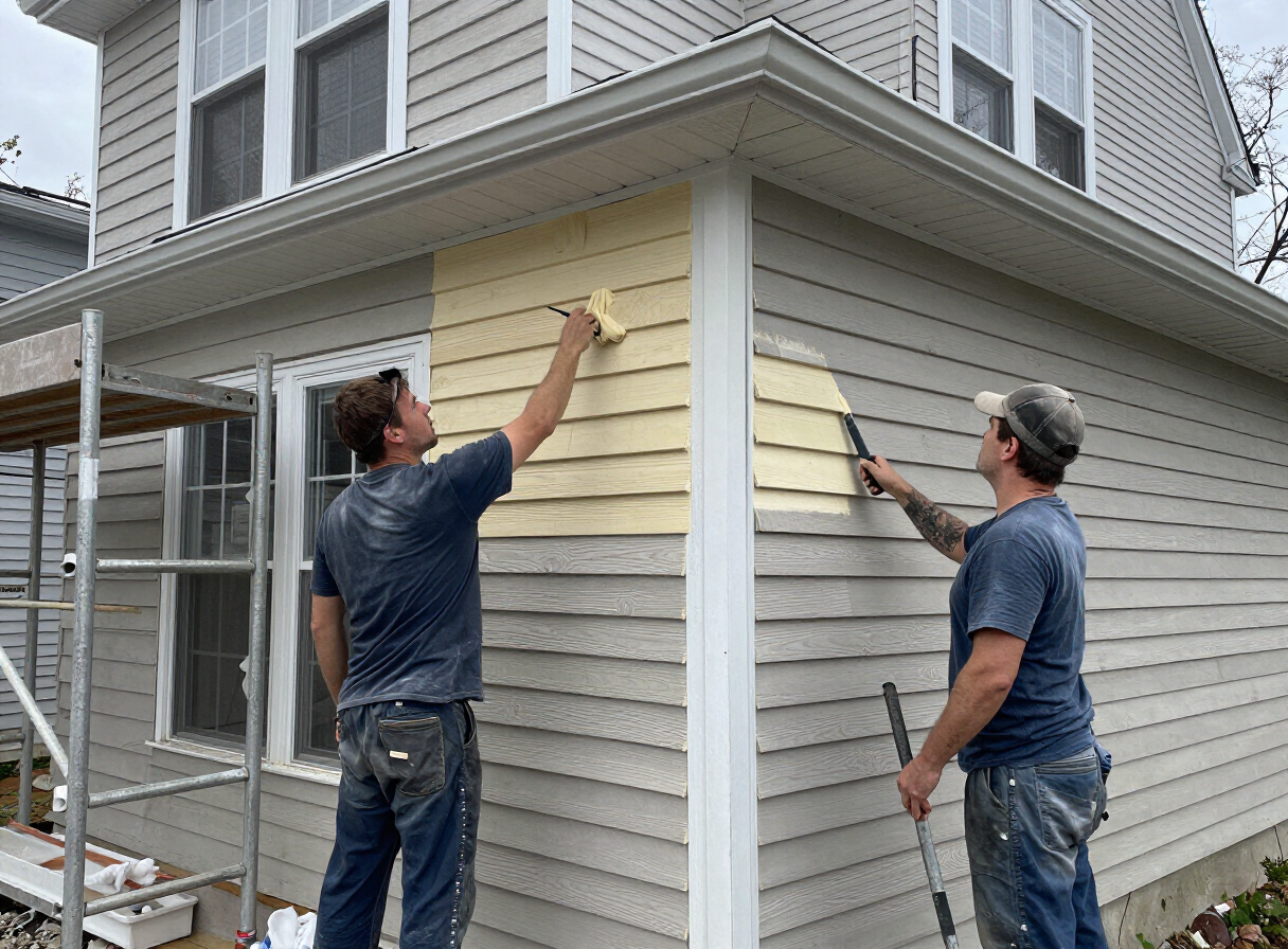 Wood-Sided Exterior Repaint — Leonia During prep