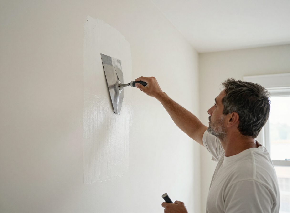 Skim coating in progress on a wall in an older Ridgefield Park NJ home