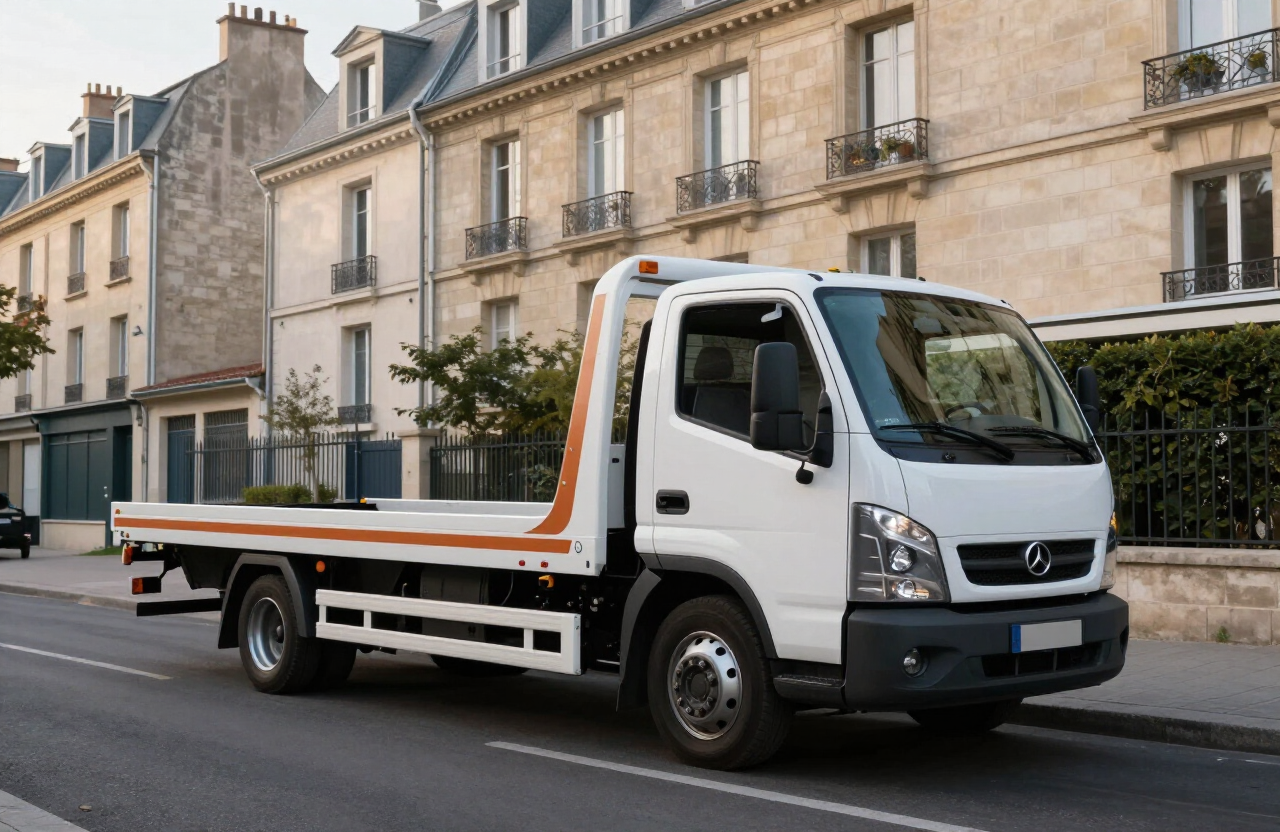 Dépanneuse EYB Auto en intervention dans une rue de Clichy