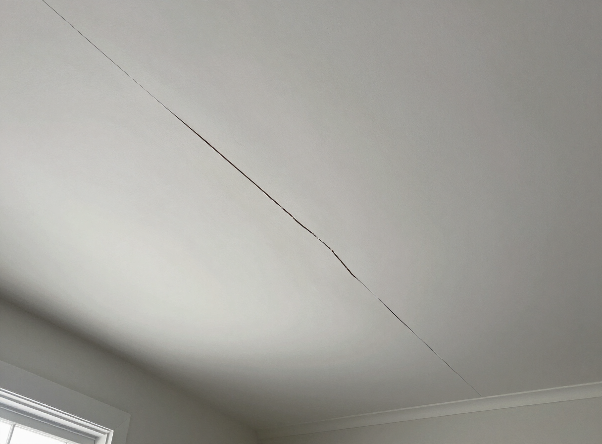 Ceiling crack in an older North Bergen NJ home before repair