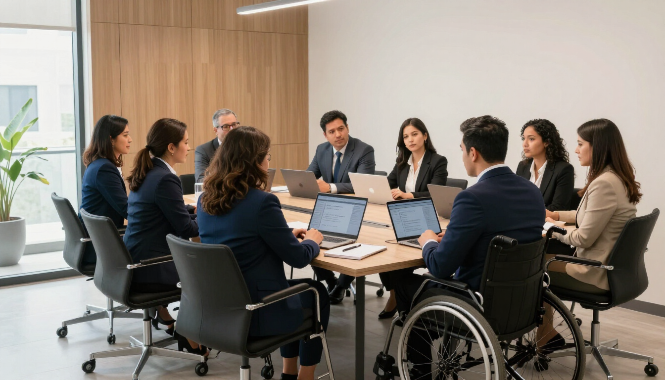 Equipo diverso en una reunión de trabajo