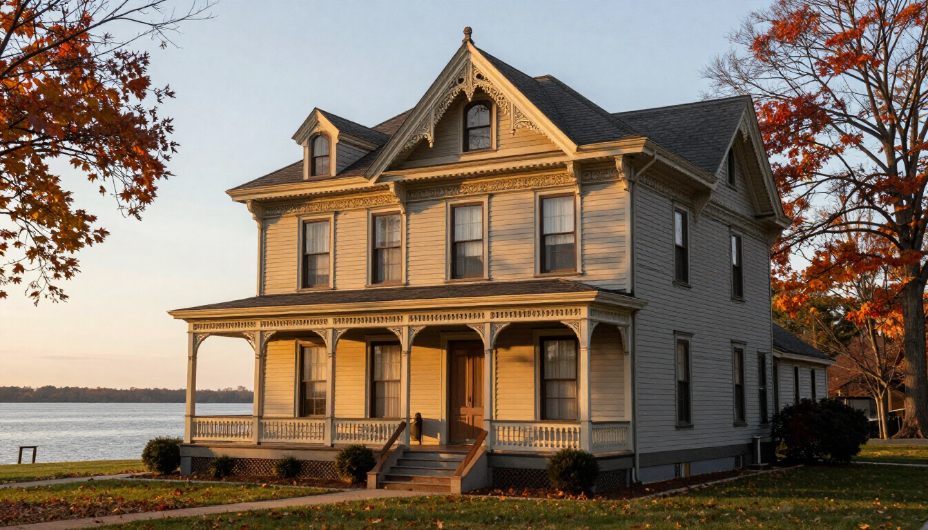 Historic 1870s Victorian estate on Palisade Avenue in Palisade Park, NJ with Hudson River views