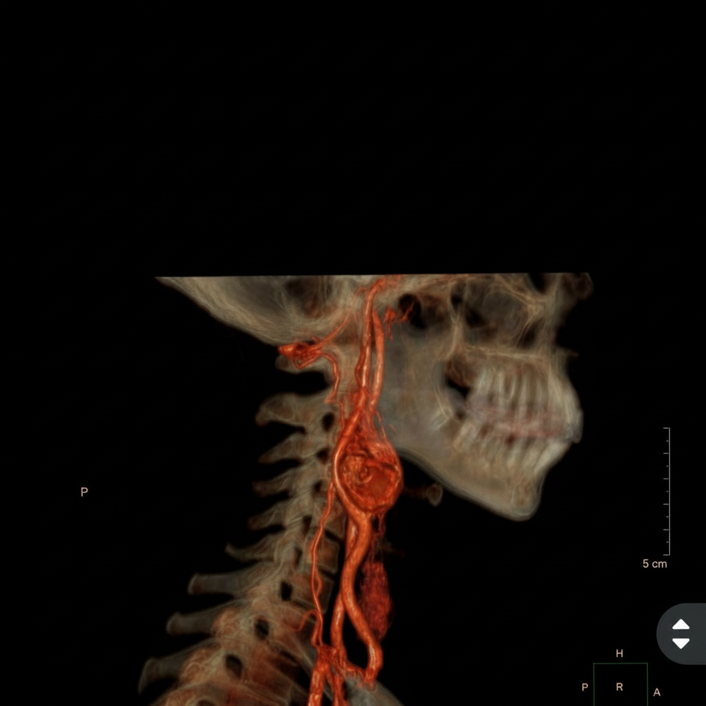 Reconstrucción tridimensional de un estudio de imagen vascular cervical
