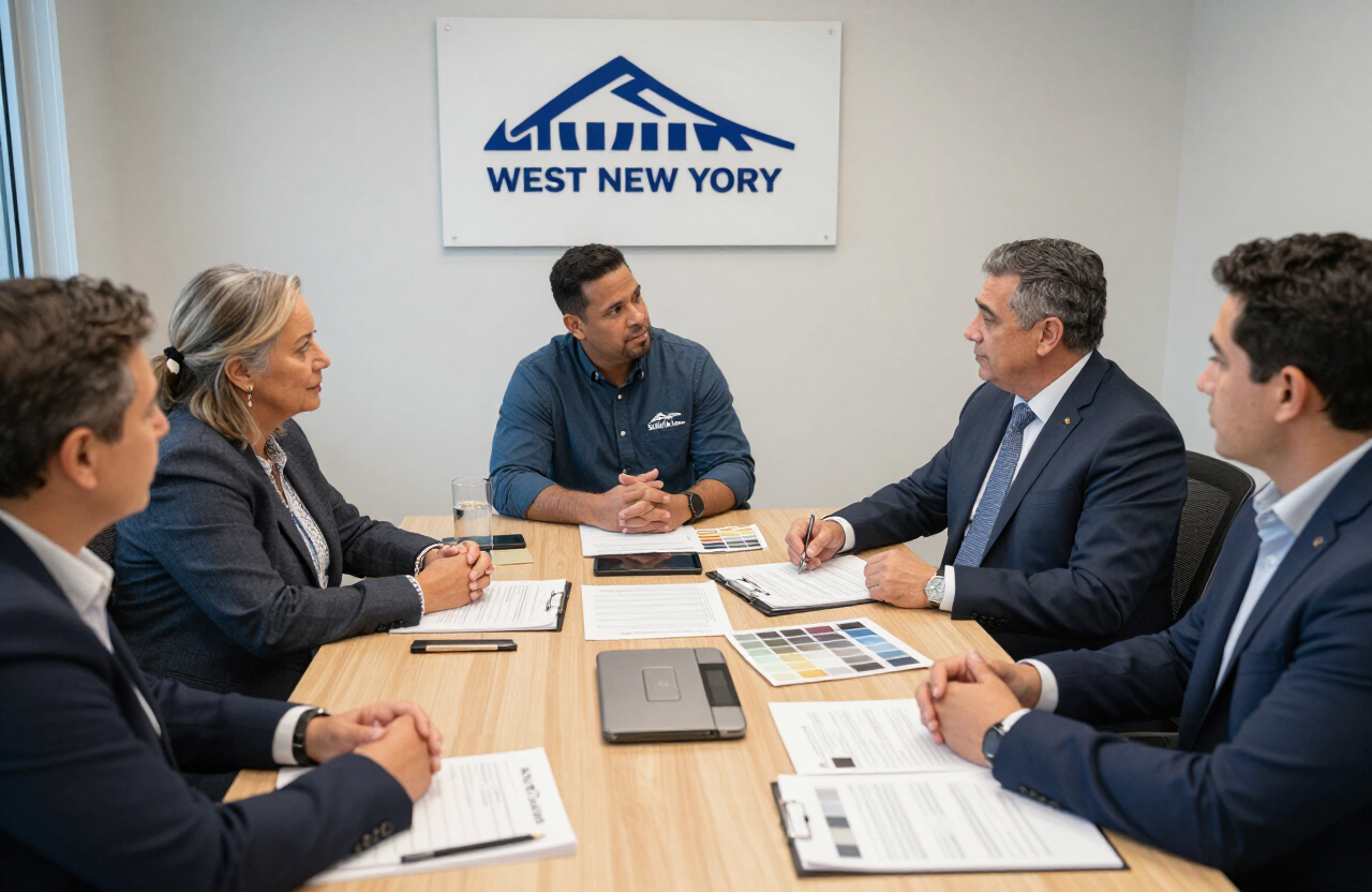 Building management coordination meeting in West New York with condo board and HOA representatives