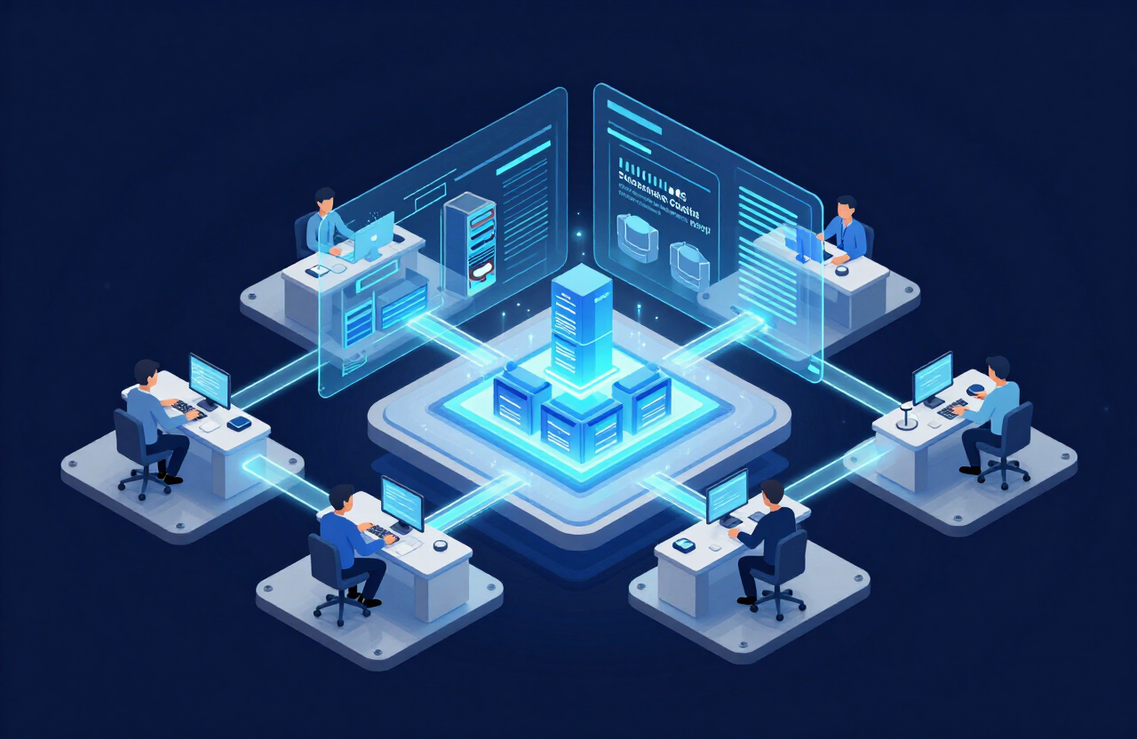 3D isometric illustration of an AnantStack cloud operations center