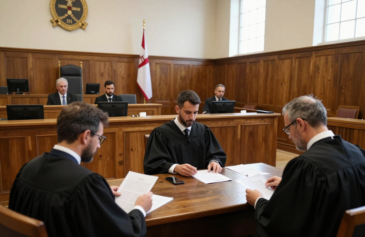 A courtroom during proceedings in the Yorgen Fenech murder trial.