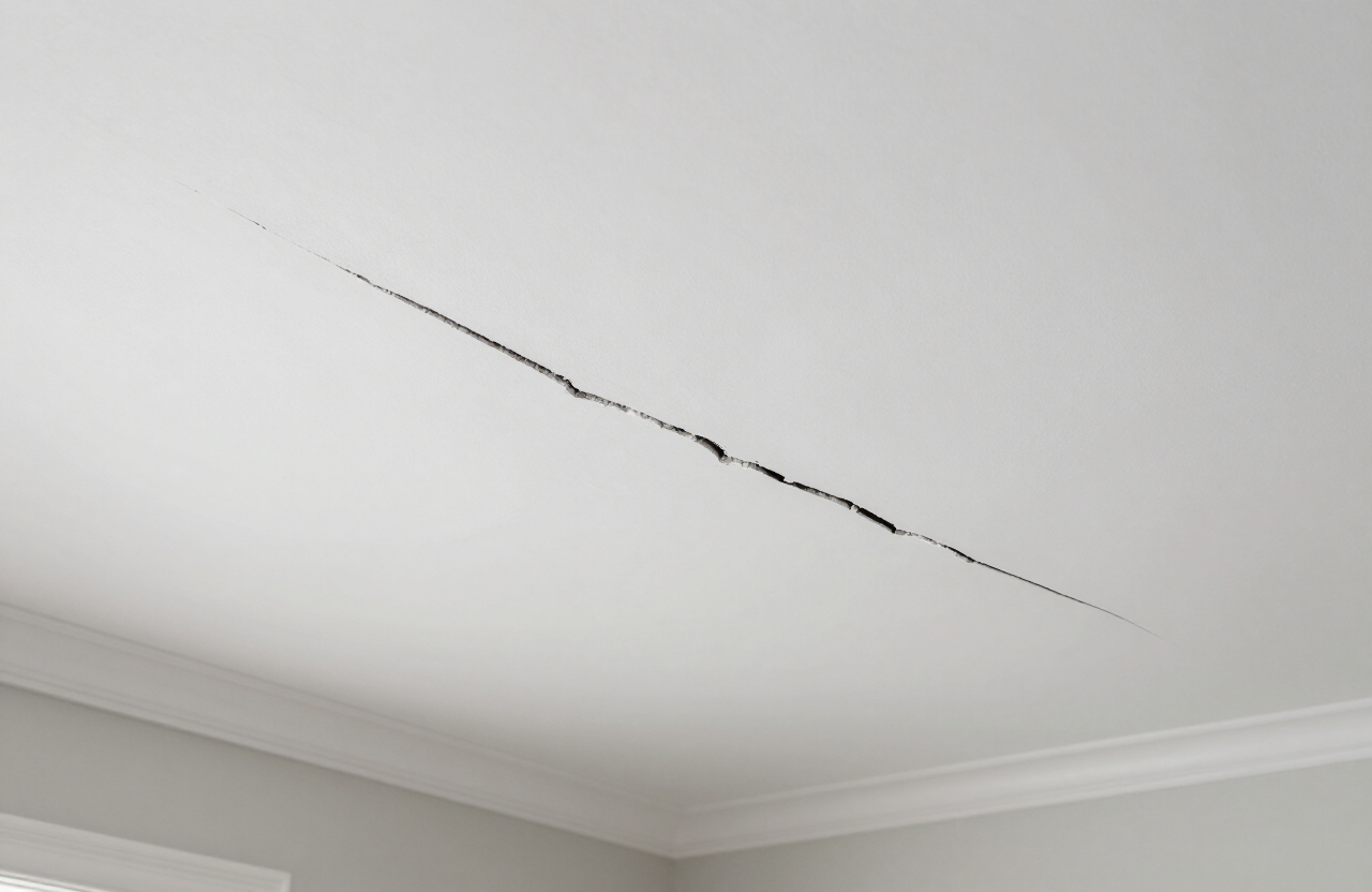Repaired ceiling crack in a Palisade Park NJ home after priming and repainting