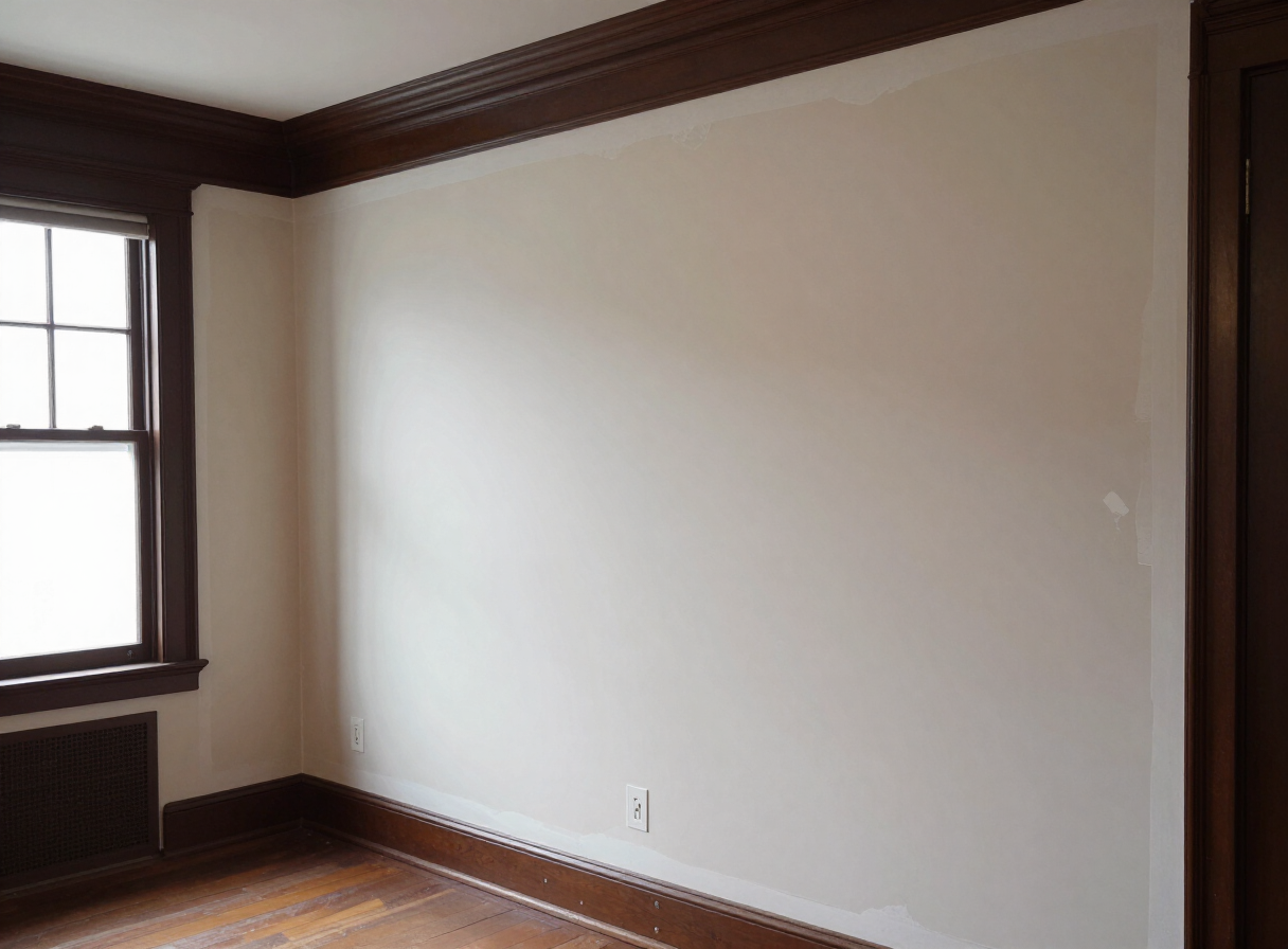Restored plaster wall in an older Weehawken NJ home after professional plaster repair by Hudson Line Painters
