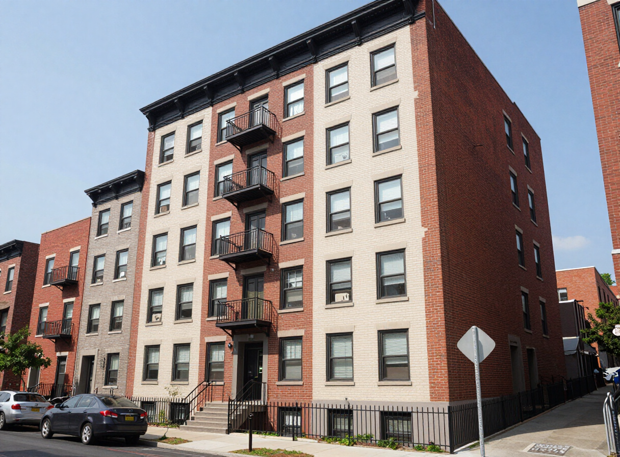 Multi-family apartment complex exterior in West New York, NJ