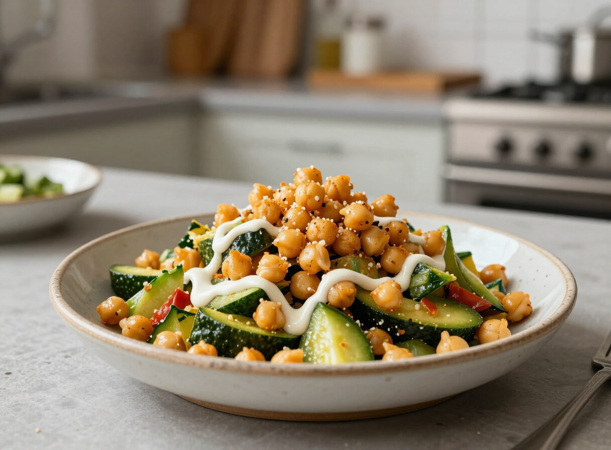 Crispy chickpea salad