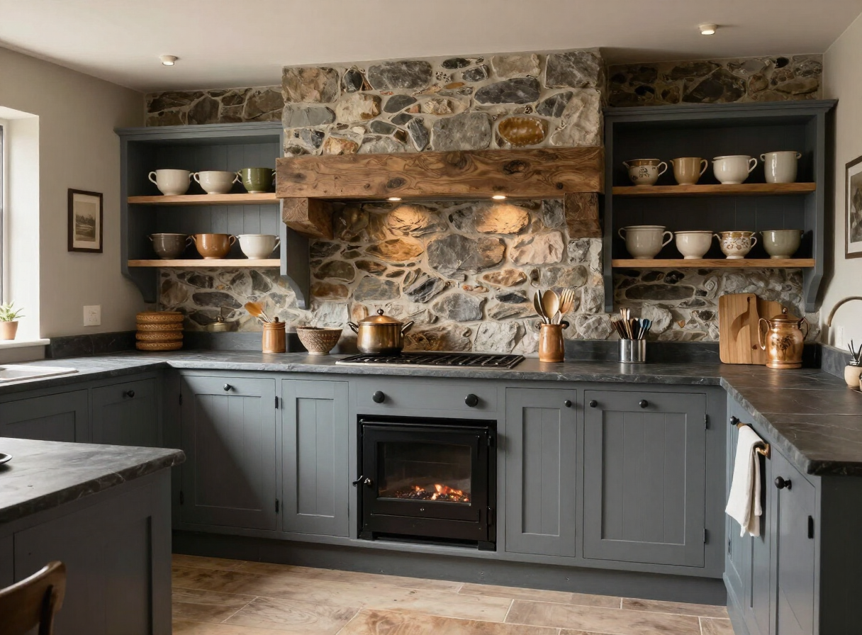 Slate Grey & Welsh Stone — Kitchen by HS Kitchens Studio, Wales