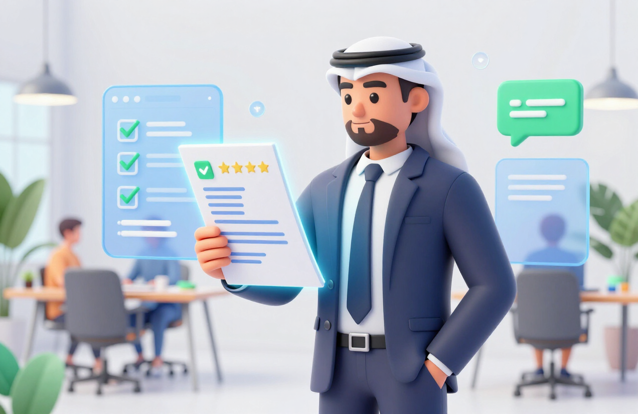 شاب مهني يستخدم أدوات الذكاء الاصطناعي من JobDaba لبناء مساره الوظيفي